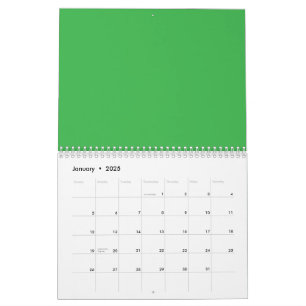 Calendario Fondo verde y borde blanco para una época moderna
