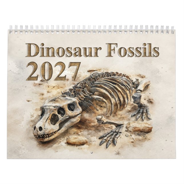 Calendario Fósiles de Dinosaurios – Fósil Prehistórico 2027 (Tapa)