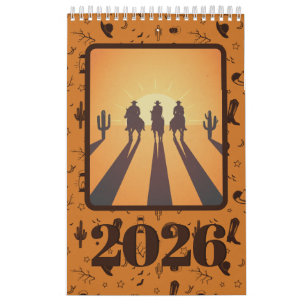 Calendario foto con patrón de naranja marrón rústico