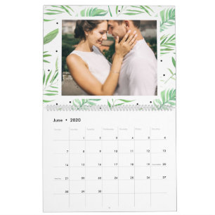 Calendario Foto de año editable de hojas tropicales