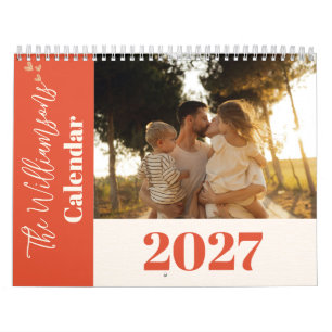 Calendario Foto de familia con escritura boho personalizada e