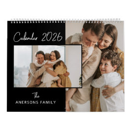 Calendario Foto de familia estética minimalista en blanco y n