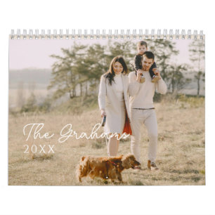 Calendario Foto de familia moderna minimalista con letra manu