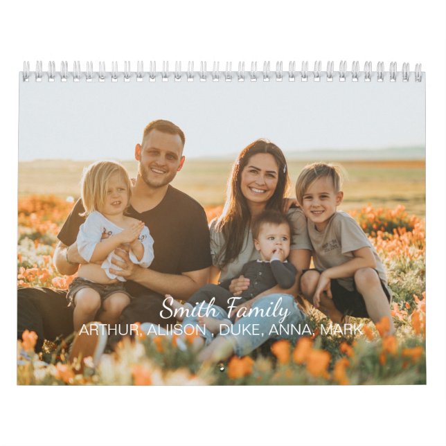 Calendario Foto de la familia de personalizados con nombres p (Tapa)