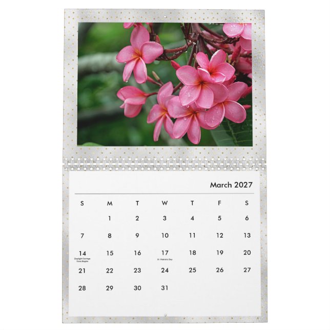 Calendario Foto de las flores tropicales de Plumeria  (Mar 2027)