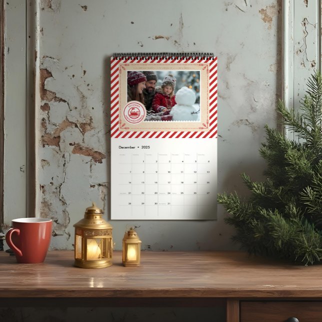 Calendario Foto de Navidades del Ticket North Pole Express (North Pole Express Train Ticket Christmas Photo Calendar)