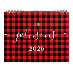 Calendario Foto de nombre de guión moderno en búfalo rojo