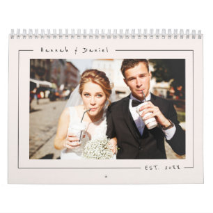 Calendario Foto de recién casados de boda minimalista elegant