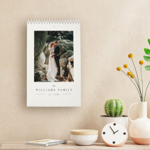Calendario Foto de recién casados de boda moderna y elegante