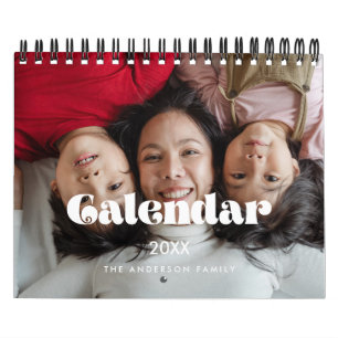 Calendario Foto familiar con letra retro vintage 2027
