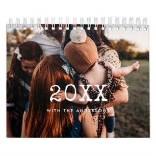 Calendario Foto familiar con tipografía de máquina de escribi