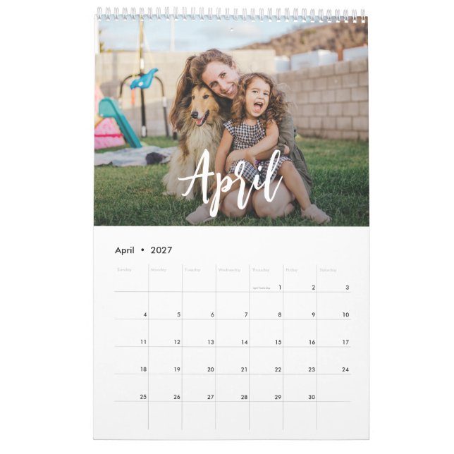 Calendario foto familiar de escritura rústica (Apr 2027)