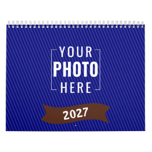Calendario Foto familiar de gingham de crema rústica