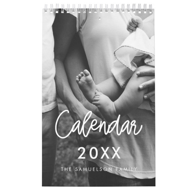 Calendario Foto familiar de guión moderno 2026 (Tapa)