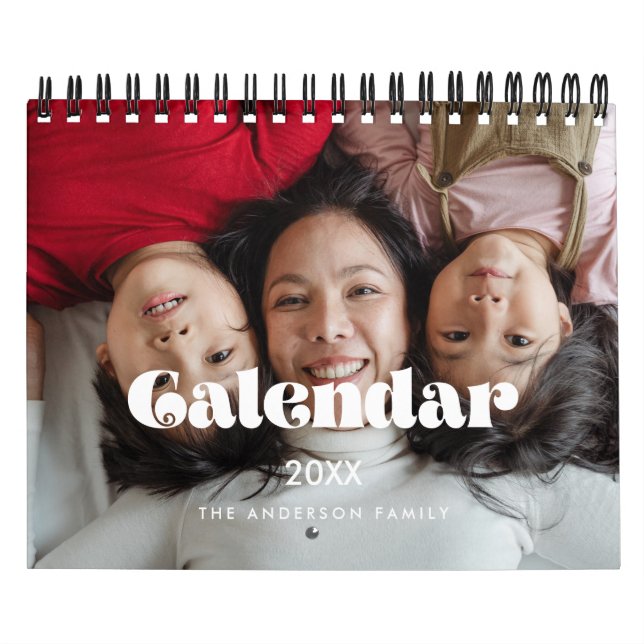 Calendario Foto familiar de guión retro vintage 2026 (Tapa)