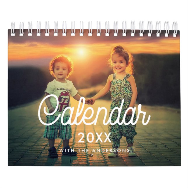 Calendario Foto familiar de tipografía retro 2023 (Tapa)