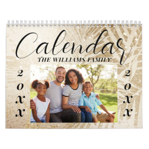 Calendario Foto familiar dorada con letra elegante personaliz