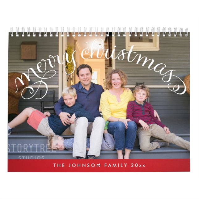 Calendario Foto familiar Merry Christmas Red (Tapa)