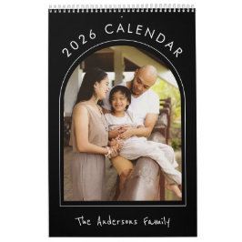 Calendario Foto familiar minimalista en blanco y negro 2026 M