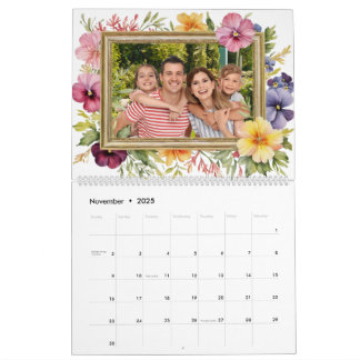 Calendario Foto familiar personalizada floral colorida