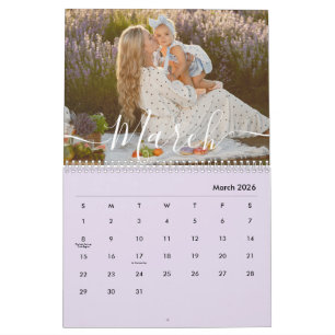 Calendario Foto familiar personalizada Lavanda suave person
