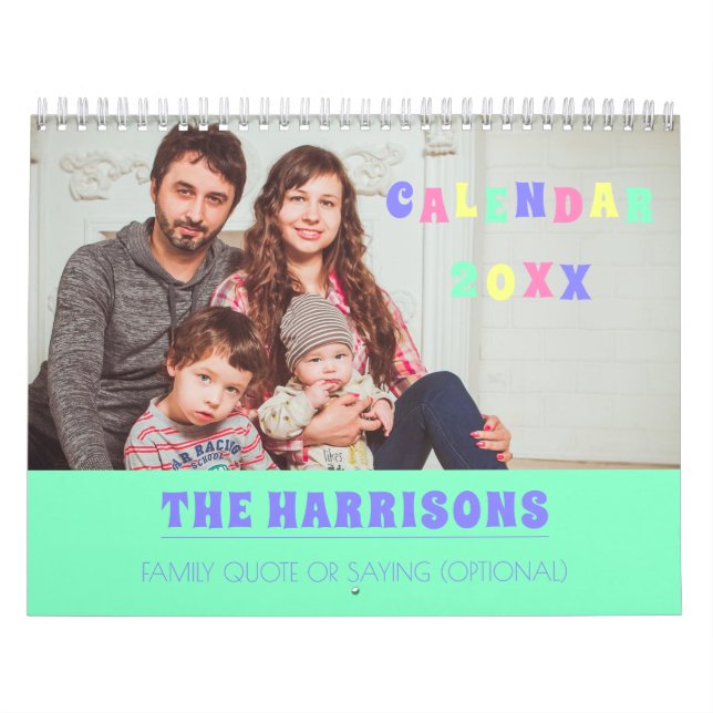 Calendario Foto familiar Personalizado de cosecha  de texto C (Tapa)