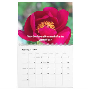 Calendario Foto floral original y escritura bíblica personali