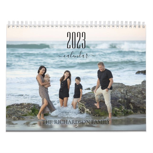 Calendario Foto Minimalista de Personalizado familiar moderno (Tapa)