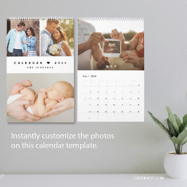 Calendario Foto moderna de la familia de Personalizables card