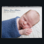 Calendario Foto personalizada de Baby Boy 2026<br><div class="desc">Un sencillo calendario de fotos de bebés de moda para una nueva madre. Añade tus propias fotografías de personalizados recién nacidos a este minimalista calendario de fotos de sangre completa. Personalice este regalo con el nombre de su bebé y año en un hermoso guión azul y gris. Este diseño perfecto...</div>