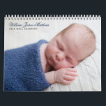 Calendario Foto personalizada de Baby Boy 2026<br><div class="desc">Un sencillo calendario de fotos de bebés de moda para una nueva madre. Añade tus propias fotografías de personalizados recién nacidos a este minimalista calendario de fotos de sangre completa. Personalice este regalo con el nombre de su bebé y año en un hermoso guión azul y gris. Este diseño perfecto...</div>