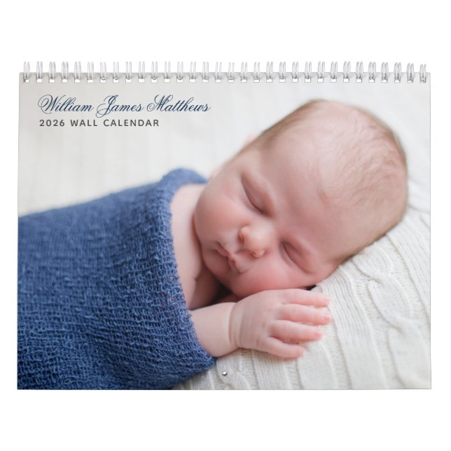 Calendario Foto personalizada de Baby Boy 2026 (Tapa)