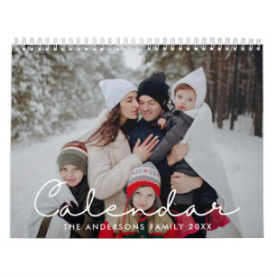 Calendario Foto personalizada de guión minimalista de 2026