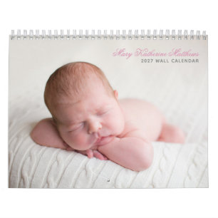 Calendario Foto personalizada de recién nacida niña Chic Rosa