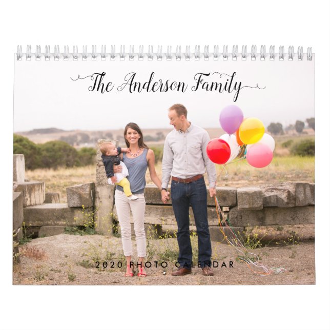 Calendario Foto Personalizado 2020 Elegante Familia De Guione (Tapa)