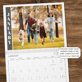 Calendario Foto única moderna por mes y collage en la portada