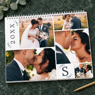 Calendario Fotografía de boda de recién casados con eucalipto