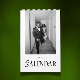 Calendario Fotografía de boda de recién casados con tipografí