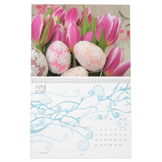 Calendario Fotografía de Flores Florales de Tulipán y Rosa El (Apr 2027)