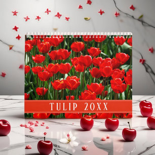 Calendario Fotografía de Flores Florales de Tulipán y Rosa El