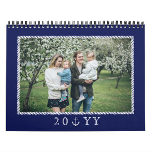 Calendario Fotografía de marco náutico azul de la Marina