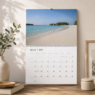 Calendario Fotografía de Playa de Arena Blanca Vista al Océan