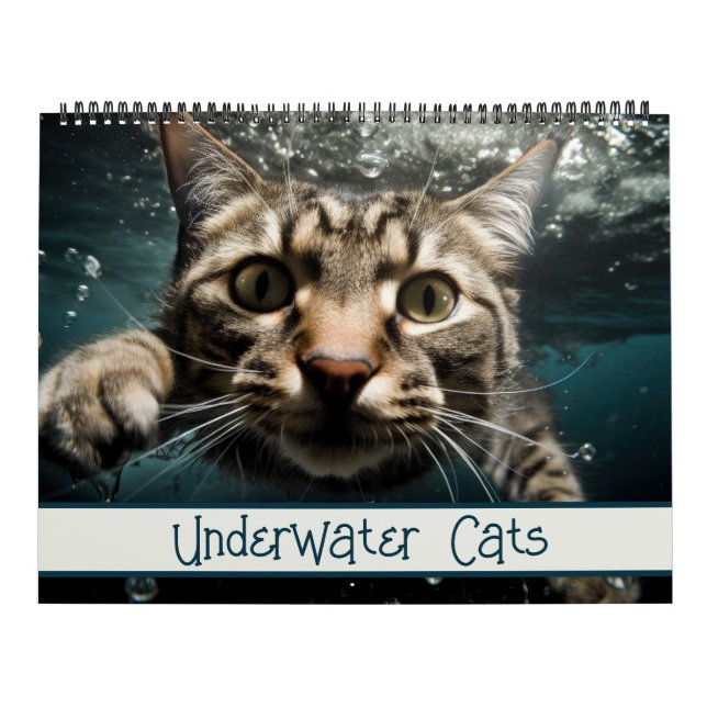 Calendario Fotografía divertida de gatos subacuáticos (Tapa)