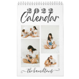 Calendario Fotografía moderna de Año Nuevo con dibujos animad