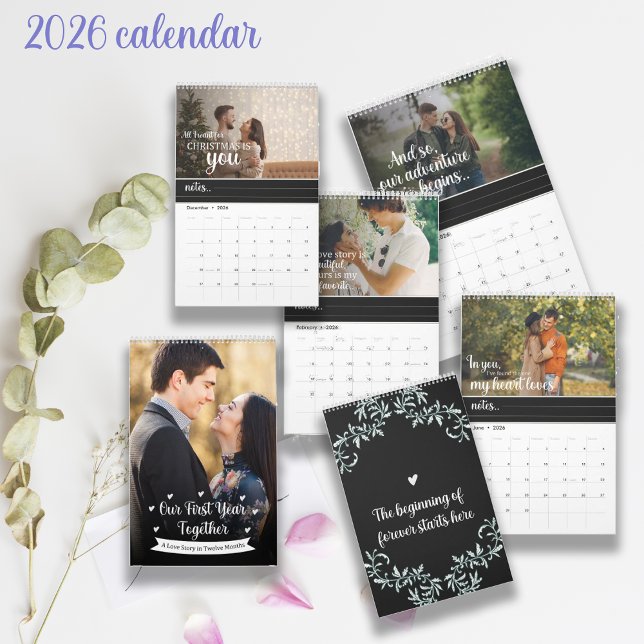 Calendario Fotografía Romántica Citas de First Year Together (First Year Together Newlywed Photo Romantic Quotes Calendar)