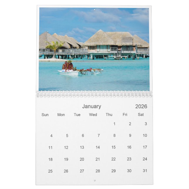 Calendario fotográfico de Bora Bora 20XX (Jan 2026)
