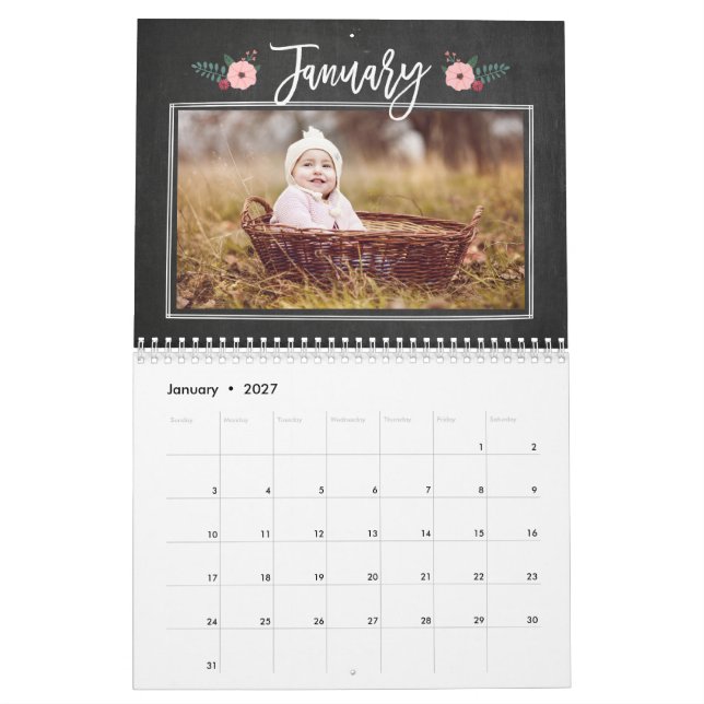 Calendario fotográfico del Personalizado del table (Jan 2027)
