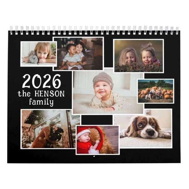 Calendario fotográfico familiar 2026 con 12 fotos  (Tapa)
