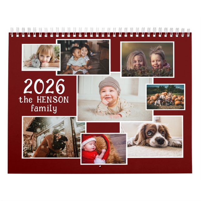 Calendario fotográfico familiar 2026 con 12 fotos  (Tapa)