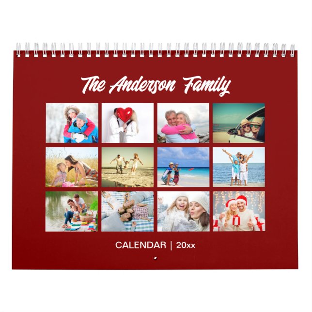 Calendario fotográfico familiar, calendario maroon (Tapa)